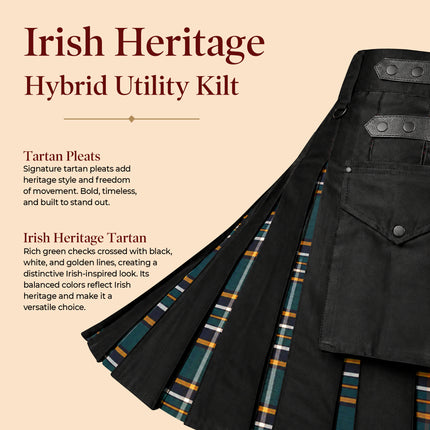 Kilts utilitaires hybrides du patrimoine irlandais pour hommes - Style traditionnel avec fonctionnalité moderne