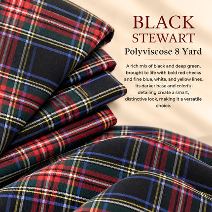 Kilt pour homme I Kilt traditionnel pour homme 8 verges en polyviscose à motif Black Stewart Tartan