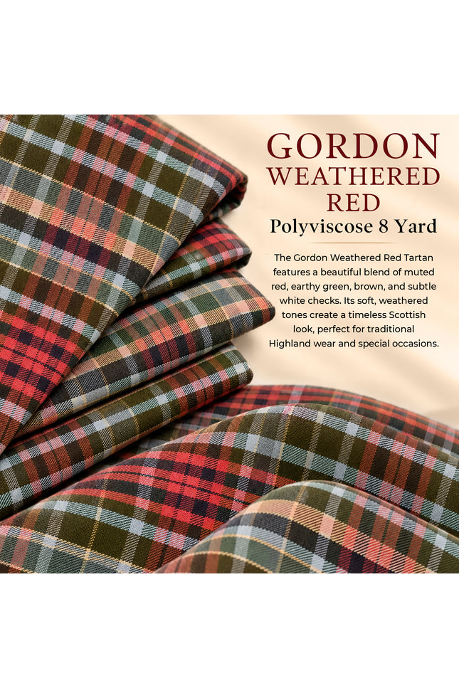 Kilt pour homme I Kilt traditionnel pour homme en polyviscose motif écossais Gordon vieilli rouge, 8 yards