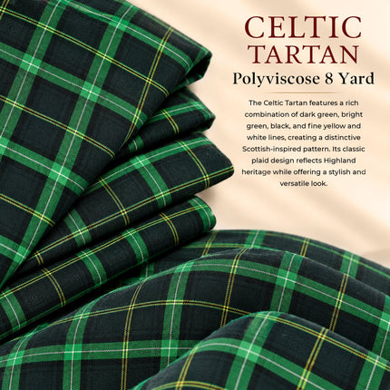 Kilt for Men I Celtic Tartan Kilt Polyviscose 8 Yard Traditional Men Kilt