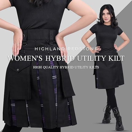 Women's Hybrid Utility Kilt Black| Heritage of Scotland | Big & Tall