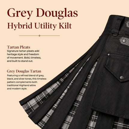 Kilt híbrido utilitario Grey Douglas para hombre - Estilo tradicional con funcionalidad moderna
