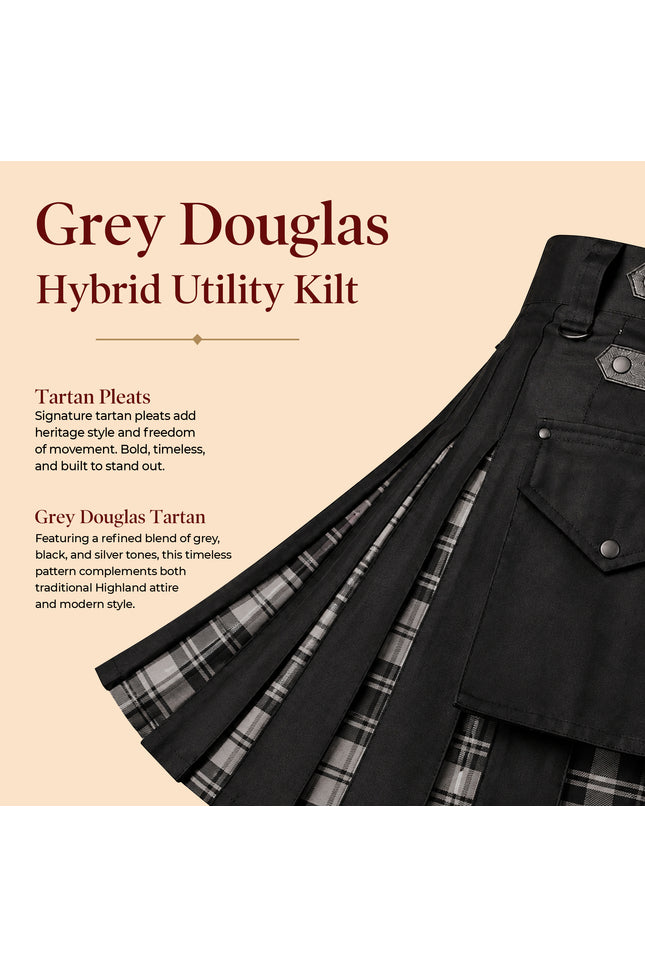 Kilt híbrido utilitario Grey Douglas para hombre - Estilo tradicional con funcionalidad moderna