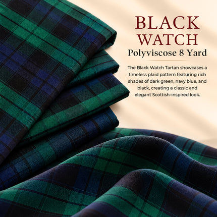 Kilt for Men I Black Watch Tartan Kilt Polyviscose 8 Yard Traditional Men Kilt | Big & Tall