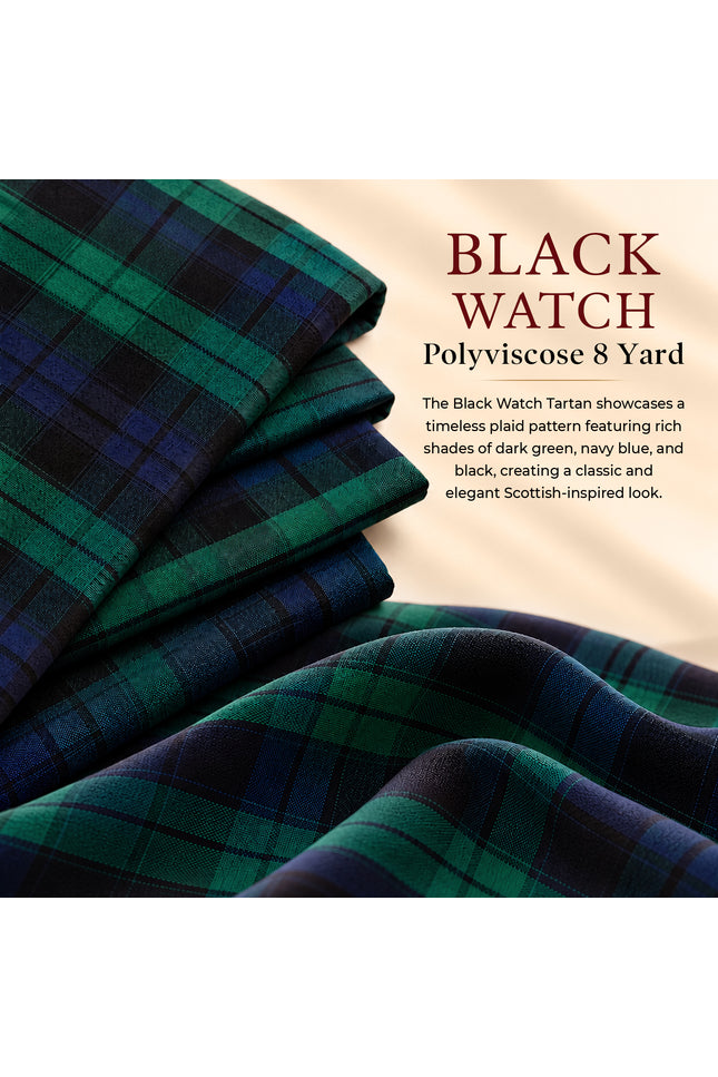 Kilt pour hommes | Kilt Écossais Black Watch Tartan Polyviscose 8 Yards Traditionnel pour Hommes | Grandes tailles