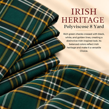 Kilt for Men I Irish Heritage Tartan Kilt Polyviscose 8 Yard Traditional Men Kilt
