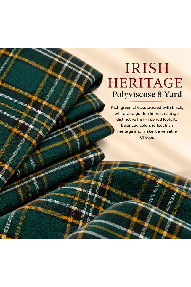 Kilt pour homme | Kilt écossais traditionnel 8 verges en polyviscose Héritage Irlandais pour Hommes | Grandes tailles