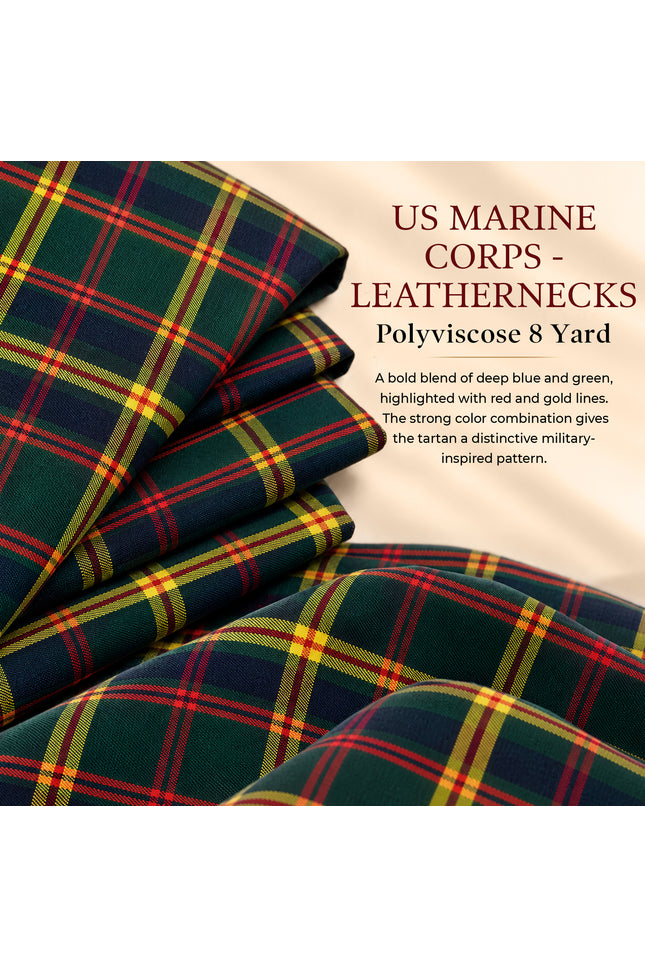 Kilt pour Homme I US Marine Corps - Kilt en Tartan Leathernecks en Polyviscose 8 Yards Kilt Traditionnel pour Homme | Grandes Tailles