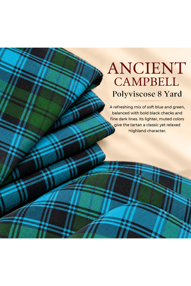 Kilt pour hommes | Kilt Écossais en Polyviscose à 8 Plis Ancien Tartan Campbell Traditionnel pour Homme