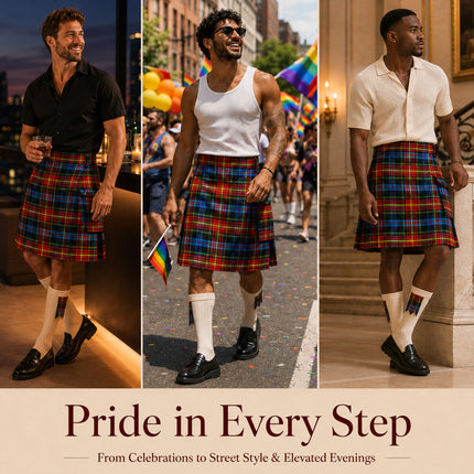 Valor Pride Utility Kilt | 16oz Acrylic Wool LGBT Tartan Kilt
