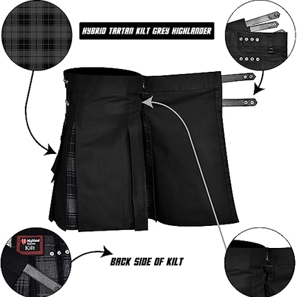Grey Highlander Hybrid Utility Kilt for Men - Traditional Style with Modern Functionality