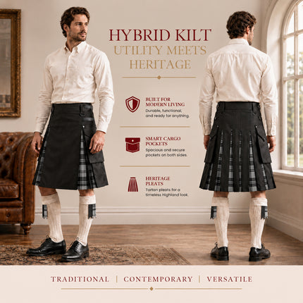 Kilt híbrido utilitario Grey Douglas para hombre - Estilo tradicional con funcionalidad moderna