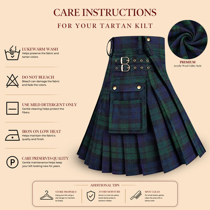 Kilt utilitaire en acrylique Valor | Kilt écossais Black Watch 16oz