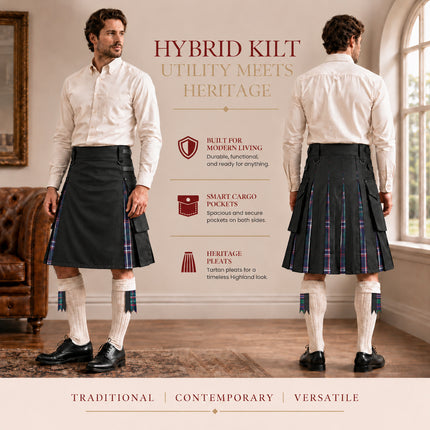 Kilt utilitaire hybride écossais pour hommes - Style traditionnel et fonctionnalité moderne | Grandes tailles