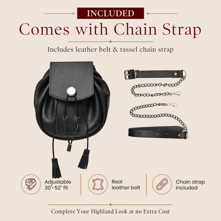 Rob Roy Leather Sporran | Black