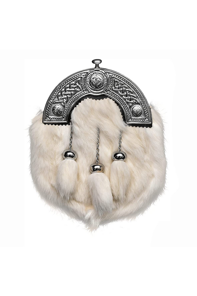 Formal White Rabbit Formal Sporran with Celtic Dara Cantle