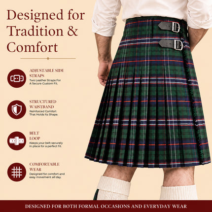 Kilt pour homme | Kilt écossais national en polyviscose 8 yards traditionnel pour homme