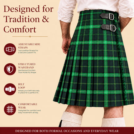 Kilt for Men I Celtic Tartan Kilt Polyviscose 8 Yard Traditional Men Kilt