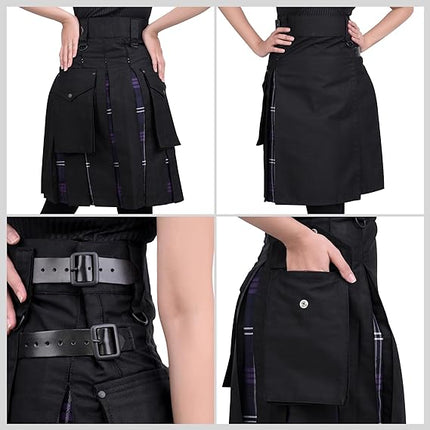Women's Hybrid Utility Kilt Black| Heritage of Scotland | Big & Tall