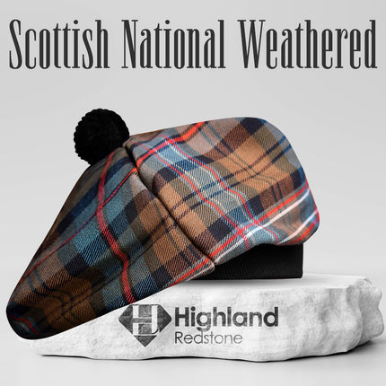 Tam O'Shanter Hat with Pompom | Scottish National Weathered Tartan