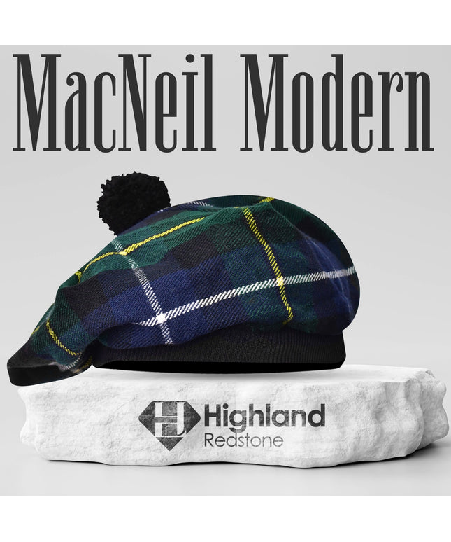 Tam O'Shanter Hat with Pompom | Macneil Modern Tartan