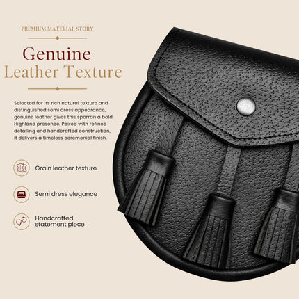 Sporran en cuir I Noir grainé