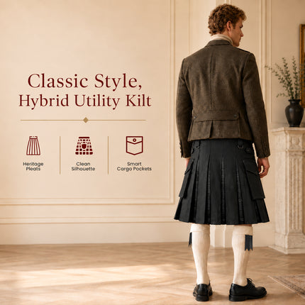 Kilt hybride utilitaire Grey Highlander pour homme - Style traditionnel et fonctionnalité moderne