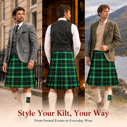 Kilt for Men I Celtic Tartan Kilt Polyviscose 8 Yard Traditional Men Kilt