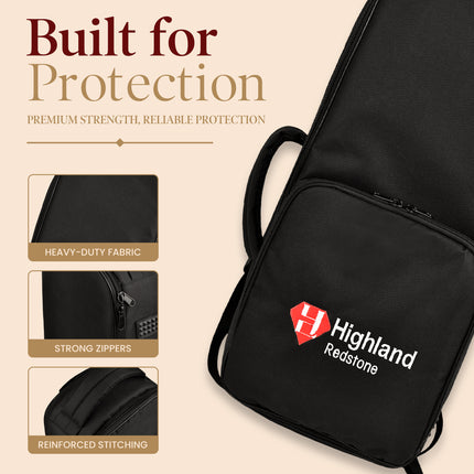 Scottish Bagpipe Carrying Case | Padded Travel Backpack for Great Highland Instruments with Shoulder Straps & Handles