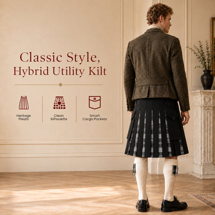 Kilt híbrido utilitario Grey Douglas para hombre - Estilo tradicional con funcionalidad moderna