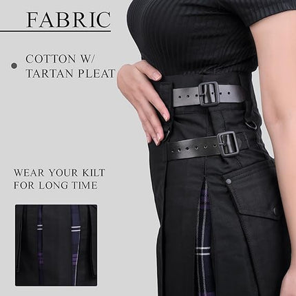 Women's Hybrid Utility Kilt Black| Heritage of Scotland | Big & Tall