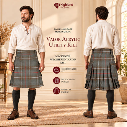 Valor Acrylic Utility Kilt | 16oz Mackenzie Weathered Tartan KIlt