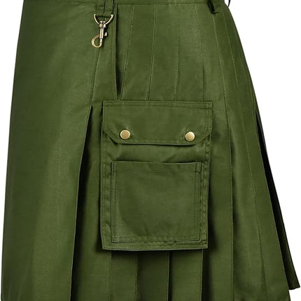 Mens Kilt Scottish Phantom Utility Kilts for Men Traditional Highland Costume Kilts with Cargo Pockets