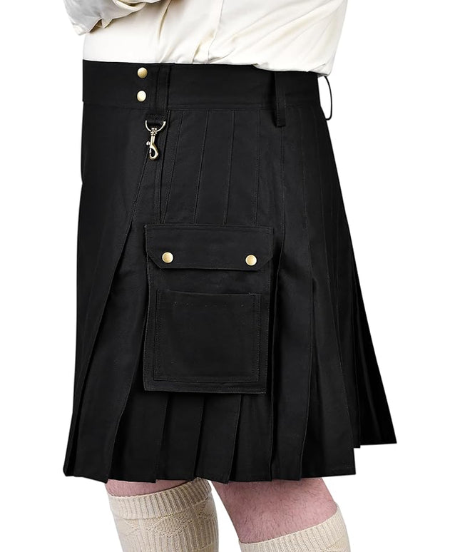 Mens Kilt Scottish Phantom Utility Kilts for Men Traditional Highland Costume Kilts with Cargo Pockets