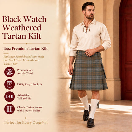 Valor Acrylic Utility Kilt | 16oz Black Watch Weathered Tartan KIlt