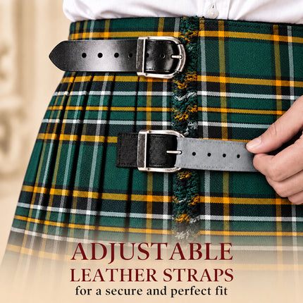Kilt for Men I Irish Heritage Tartan Kilt Polyviscose 8 Yard Traditional Men Kilt