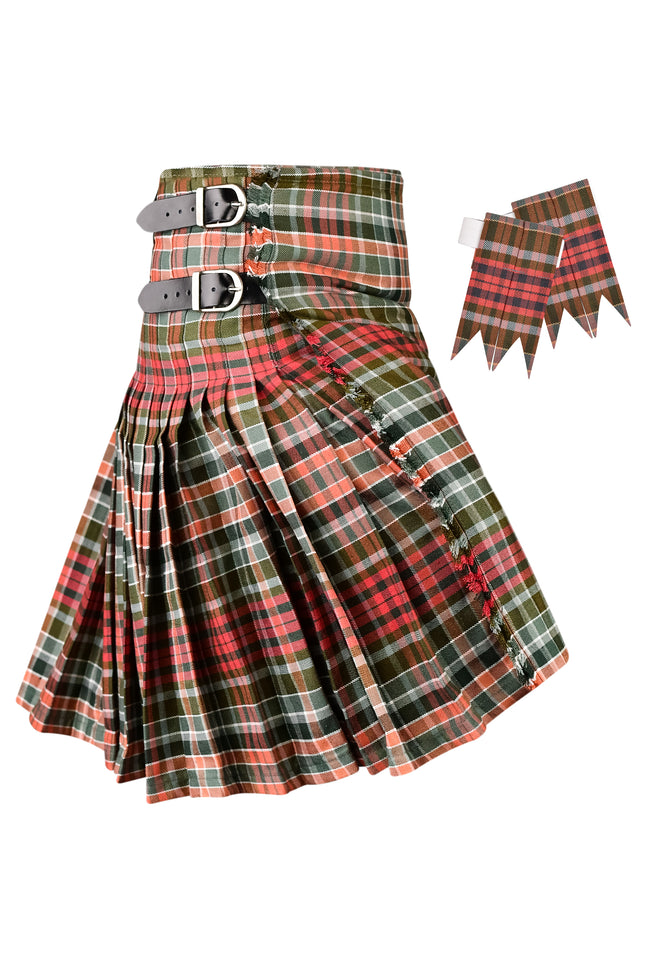 Kilt for Men I Gordon Weathered Red Tartan Kilt Polyviscose 8 Yard Traditional Men Kilt