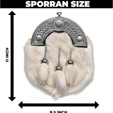 Formal White Rabbit Formal Sporran with Celtic Dara Cantle