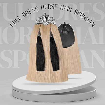 Full Dress Horse Hair Sporran with Thistle Leaf Cantle