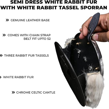 Formal White Rabbit Formal Sporran with Celtic Dara Cantle