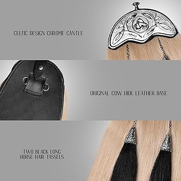 Full Dress Horse Hair Sporran with Celtic Chrome Cantle