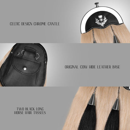 Full Dress Horse Hair Sporran with Thistle Chrome Cantle