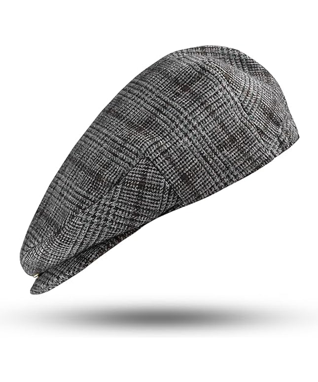 Gatsby Hat Blend Wool Vintage Flat Ivy Cabbie Cap in Charcoal Grey, showcasing a classic flat cap design made from high-quality wool blend.