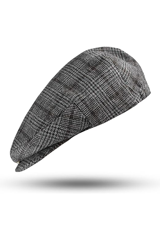 Gatsby Hat Blend Wool Vintage Flat Ivy Cabbie Cap in Charcoal Grey, showcasing a classic flat cap design made from high-quality wool blend.