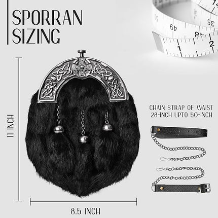 Black Rabbit Fur Sporran With Black Antique Cantle