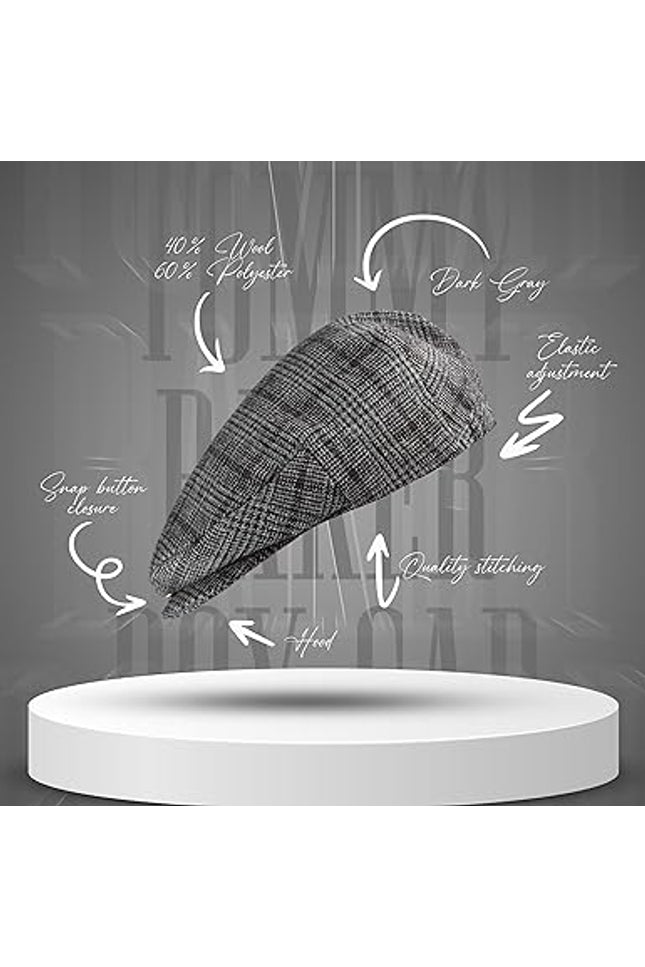 Gatsby Hat Blend Wool Vintage Flat Ivy Cabbie Cap in Charcoal Grey, showcasing a classic flat cap design made from high-quality wool blend.