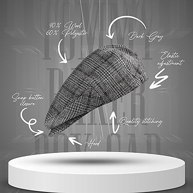 Gatsby Hat Blend Wool Vintage Flat Ivy Cabbie Cap (Charcoal Grey)