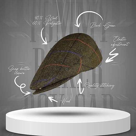 Gatsby Hat Blend Wool Vintage Flat Ivy Cabbie Cap in Greenish Brown, featuring a classic flat cap design made from high-quality wool blend.