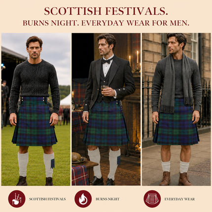 Kilt utilitaire en acrylique Valor | Kilt écossais Black Watch 16oz