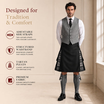 Kilt híbrido utilitario Grey Douglas para hombre - Estilo tradicional con funcionalidad moderna